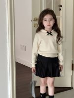 【90-150】ニットトップス 女の子 丸襟 ガーリー リボン付き - 画像 (5)