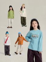 【100-170】長袖Tシャツ 女の子 プリント 合わせやすい