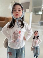 【90-150】長袖Ｔシャツ 女の子 カートゥーン ドット柄 プリント