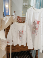 【90-150】長袖Ｔシャツ 女の子 カートゥーン ドット柄 プリント - 画像 (6)