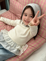 【90-150】長袖Tシャツ 女の子 フリル 切り替え シンプル - 画像 (5)