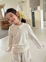 【90-150】トップス 女の子 丸襟 無地 シンプル
