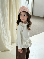 【90-150】長袖Tシャツ 女の子 折り襟 フリル 無地 - 画像 (6)