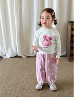 【73-120】長袖Tシャツorパンツ 女の子 カートゥーン キュート