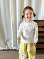 【73-120】長袖Ｔシャツ 女の子 ドット柄 カートゥーン かわいい