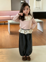 【90-150】長袖Tシャツ 女の子 レース ビッグカラー 合わせやすい - 画像 (6)