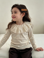 【90-150】長袖Tシャツ 女の子 レース ビッグカラー 合わせやすい - 画像 (3)