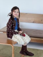 【100-170】セーター 女の子 ドット柄 ジャカード ボタン - 画像 (5)