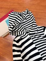 【100-170】トップス 女の子 フード付き ストレッチ ボーダー柄 - 画像 (10)