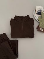 【100-170】トップスorパンツ 女の子 無地 ベルボトム ハーフジッパー - 画像 (14)