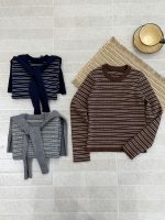【100-170】トップス 女の子 取り外し可能 ケープ ストライプ ニット - 画像 (11)