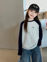 【100-170】長袖Ｔシャツ 女の子 ラグラン ストレッチ シンプル