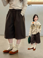 【100-170】パンツ 女の子 無地 レトロ ワイドパンツ - 画像 (2)
