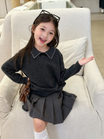 【100-170】トップス 女の子 ニット 折り襟 かわいい