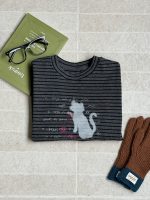 【100-170】長袖Tシャツ 女の子 ボーダー柄 ネコ プリント - 画像 (7)