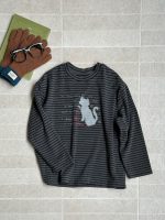 【100-170】長袖Tシャツ 女の子 ボーダー柄 ネコ プリント - 画像 (8)