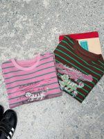 【100-170】長袖Tシャツ 女の子 ボーダー柄 グラフィティ ゆったり - 画像 (9)