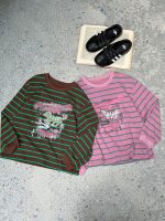 【100-170】長袖Tシャツ 女の子 ボーダー柄 グラフィティ ゆったり - 画像 (8)