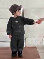 【73-110】二点セット パーカー+ズボン 裏起毛 フード付き 厚手 秋冬 男の子 - 画像 (7)