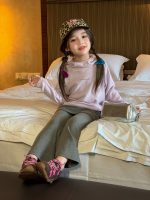 【90-140】パーカーorフレアパンツ 女の子 英字プリント レイヤード風 - 画像 (14)