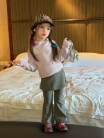 【90-140】パーカーorフレアパンツ 女の子 英字プリント レイヤード風 - 画像 (12)