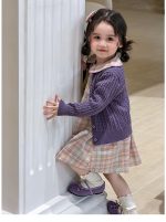 【80-140】長袖ワンピース カーディガン 女の子 ガーリー チェック柄 - 画像 (7)