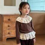 【90-150】長袖Tシャツ 女の子 レース ビッグカラー 合わせやすい - 画像 (8)