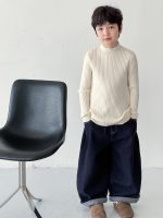 【90-160】ニットトップス 男の子 リブ編み 韓国風 あったか インナー - 画像 (5)