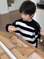 【90-160】長袖トップス 男の子 ボーダー柄 韓国風 ゆったり カジュアル - 画像 (3)