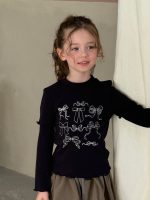 【90-140】長袖Tシャツ 女の子 リボンプリント 着回しやすい - 画像 (5)