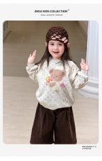 【80-140】トレーナーor8分丈パンツ 女の子 コーデュロイ 花柄 くまモチーフ - 画像 (9)