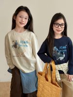 【100-170】長袖Tシャツ 女の子 イヌ プリント カジュアル - 画像 (2)