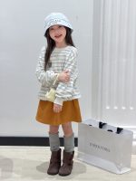 【100-170】長袖Tシャツ 女の子 ボーダー柄 プリント ゆったり - 画像 (5)
