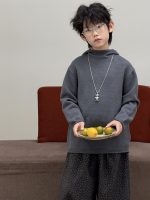 【90-160】セーター ズボン 無地 ニット フード付き ヒョウ柄 カジュアル 男の子