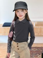 【100-170】トップス 女の子 折り襟 ストレッチ シンプル - 画像 (6)