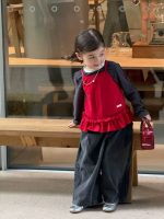 【90-140】トップスorデニムパンツ 女の子 レース付き レイヤード - 画像 (4)