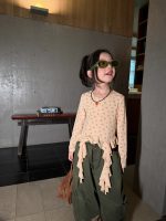 【100-160】長袖Tシャツ 女の子 おしゃれ 花柄 フリンジデザイン - 画像 (4)