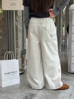 【100-170】パンツ 女の子 無地 ウォッシュ加工 ストレートパンツ - 画像 (3)