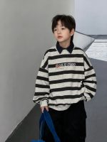 【100-170】トレーナー 男の子 配色 ボーダー柄 ゆったり カジュアル - 画像 (11)