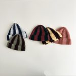 【GOODS】帽子 ニット レトロ ストライブ 配色 秋冬