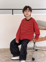 【100-170】長袖Tシャツ 男の子 ボーダー柄 配色 カジュアル 着回しやすい - 画像 (9)