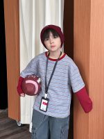 【90-170】長袖Tシャツ 男の子 ボーダー 切り替え コットン 韓国風 ストリート - 画像 (10)