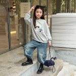 【100-170】トレーナー 女の子 アップリケ カートゥーン ゆったり - 画像 (6)