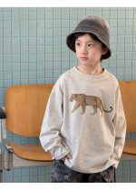 【100-160】長袖Tシャツ 男の子 ヒョウプリント ベーシック - 画像 (8)