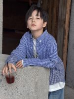 【100-170】シャツ 男の子 刺繍 チェック柄 韓国風 カジュアル - 画像 (9)