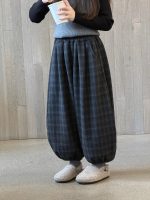 【100-170】パンツ 女の子 チェック柄 レトロ ゴムすそパンツ - 画像 (5)