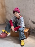 【90-170】長袖Tシャツ 男の子 ボーダー 切り替え コットン 韓国風 ストリート - 画像 (11)