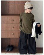 【90-160】長袖インナー 男の子 無地 モックネック ベーシック - 画像 (5)