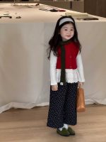 【90-140】ニットベスorパンツ 女の子 レース 韓国風 ガーリー 花柄 - 画像 (2)