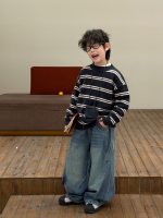 【90-160】セーター ラウンドネック 長袖 ストライブ 配色 男の子 - 画像 (4)